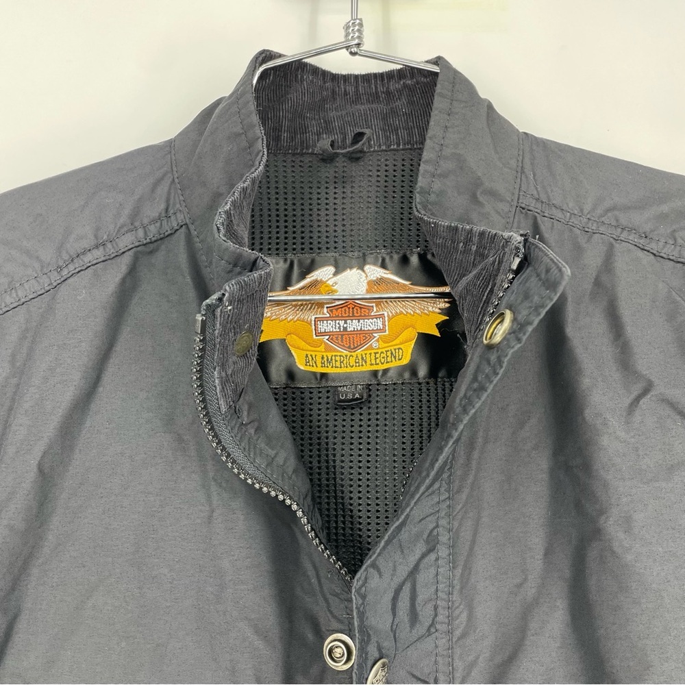 Vintage 80s Harley Davidson Soft Shell Riding Jacket High Visibility Shield XL - Picture 4 of 11